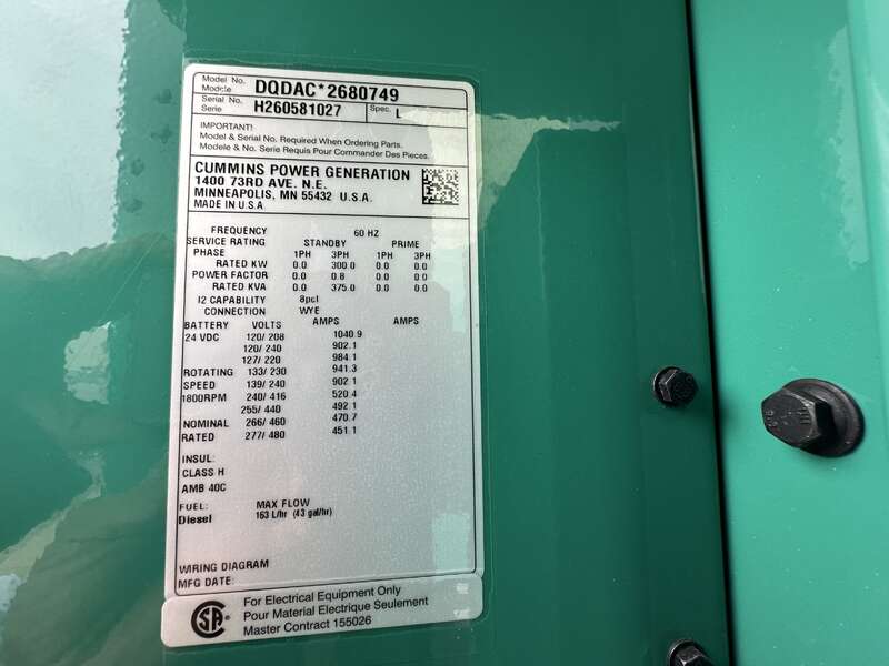 New Cummins DQDAC QSL9-G7 Diesel Generator EPA Tier 3                            