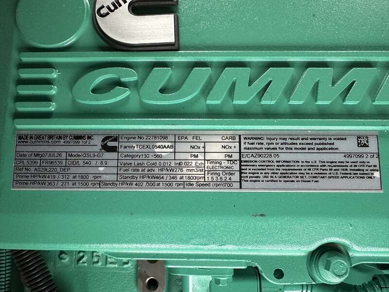New Cummins DQDAC QSL9-G7 Diesel Generator EPA Tier 3                            