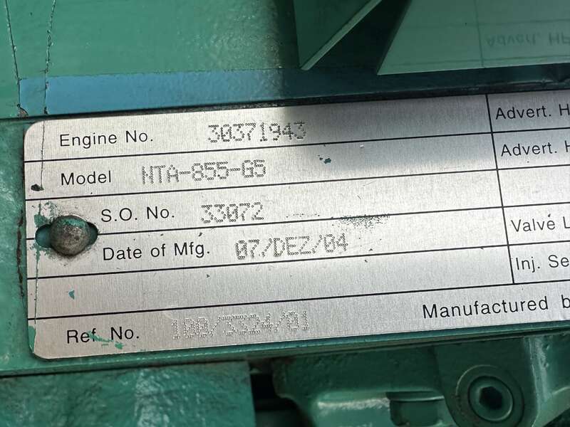 Used Cummins DFCE NTA855-G5 Diesel Generator, 508 Hrs                            