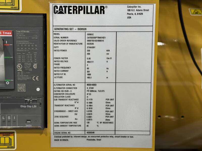 New Caterpillar D200GC C7.1 Diesel Generator 0 Hrs EPA Tier 3                            