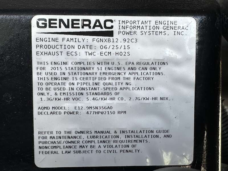 Used Generac SG0300 Natural Gas Generator, 192 Hrs, EPA Certified                            