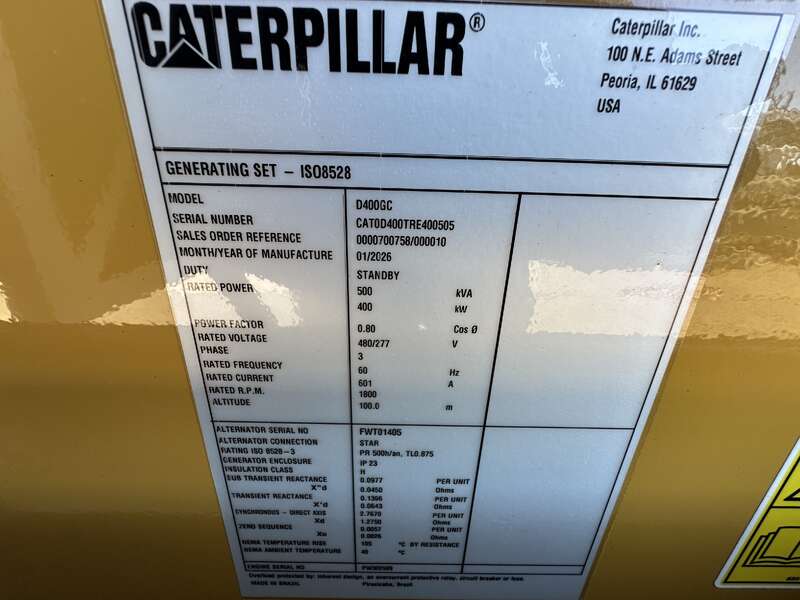 New Caterpillar D400GC C13 Diesel Generator 0 Hrs EPA Tier 3                            