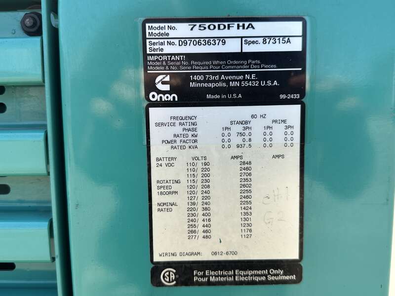 Used Cummins DFHA QST30-G2 Diesel Generator 365 Hrs                            