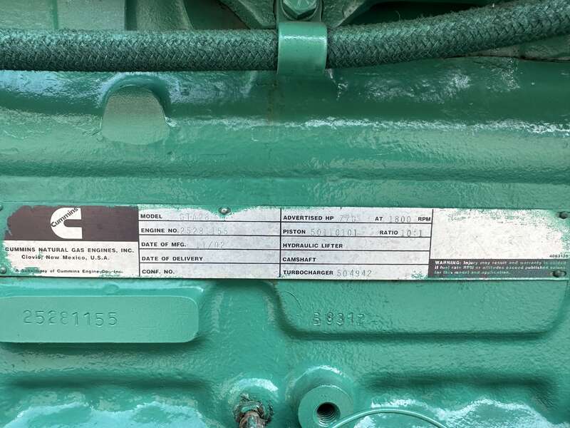 Used Cummins GTA28 Natural Gas Generator, 496 Hrs                            