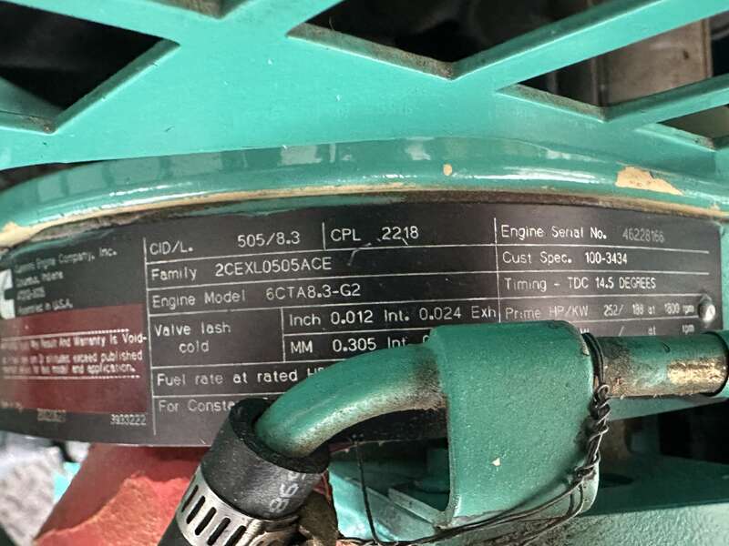 Used Cummins DGFB 6CTA8.3-G2 Diesel Generator, 714 Hrs                            