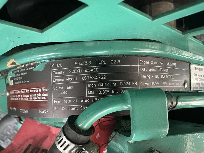 Used Cummins DGFB 6CTA8.3-G2 Diesel Generator, 245 Hrs                            