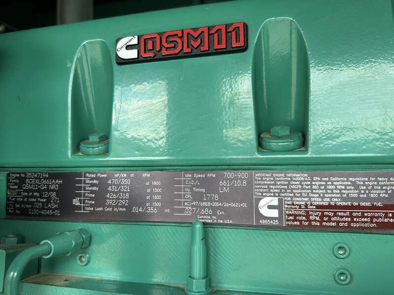 Used Cummins DQHAB QSM11-G4 Diesel Generator, 556 Hrs EPA Tier 3                            