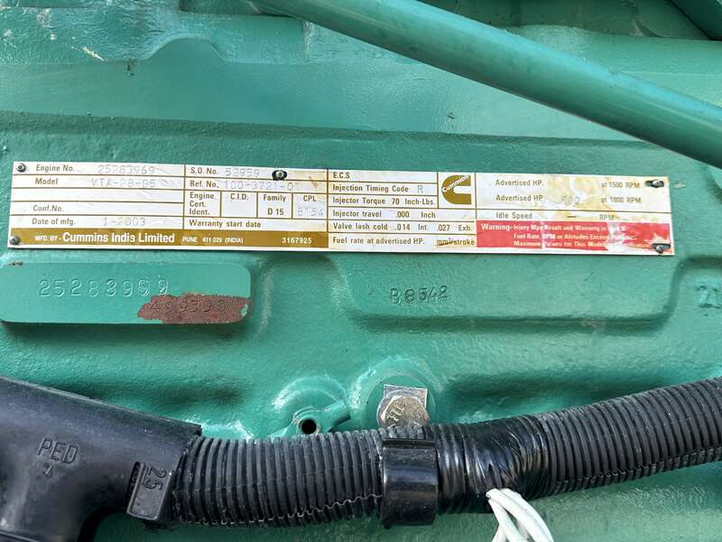 Used Cummins DFGB VTA28-G2 Diesel Generator, 297 Hrs                            