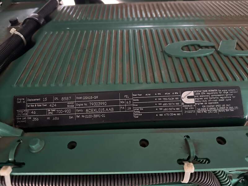 Used Cummins DFEH QSX15-G9 NR2 Diesel Generator 412 Hrs EPA Tier 2                            