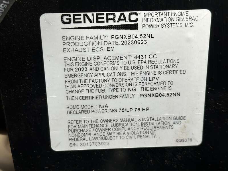 Used Generac SG050NA Natural Gas / LP Generator, 707 Hrs, EPA Certified - 1 Phase                            