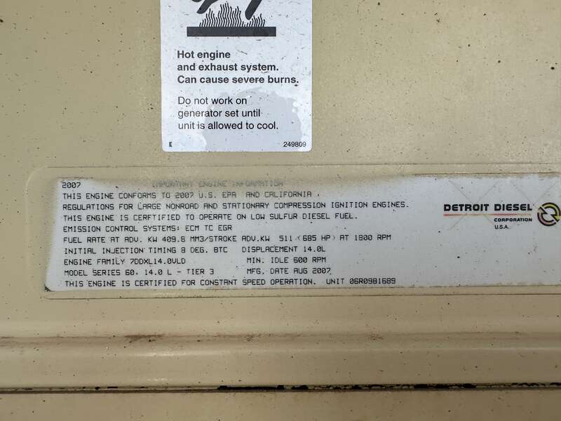 Used Kohler 350REOZDD  Diesel Generator, 195 Hrs EPA Tier 3                            