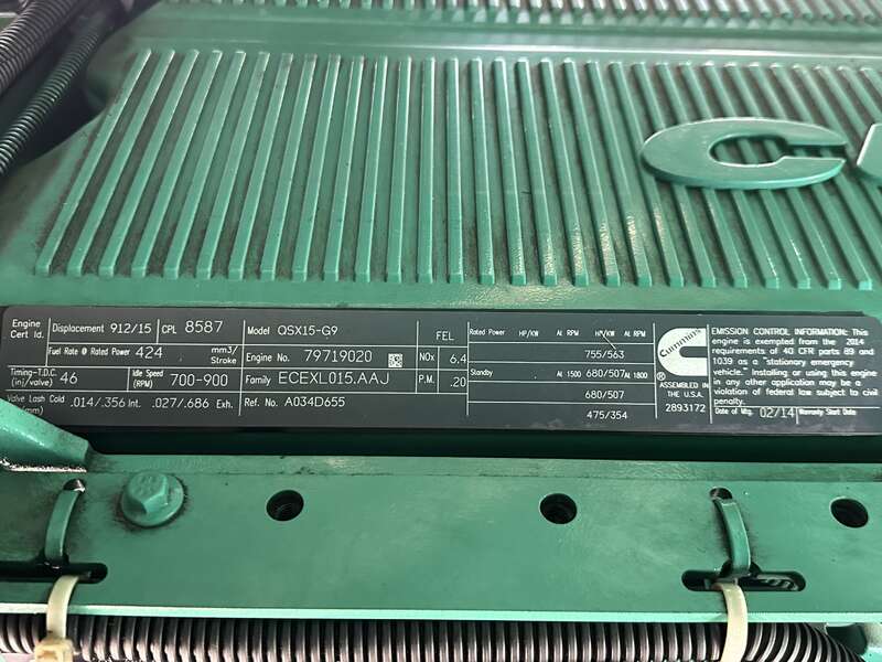 Used Cummins DFEG QSX15-G9 Diesel Generator 522 Hrs EPA Tier 2                            