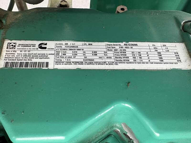 Used Cummins DSGAC QSB7-G5 Diesel Generator, 235 Hrs, EPA Tier 3                            