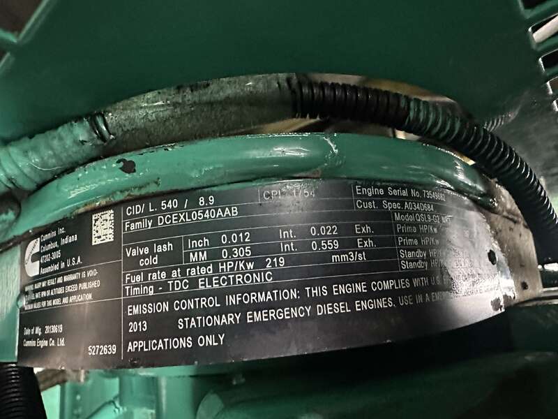 Used Cummins DSHAD QSL9-G2 NR3 Diesel Generator, 247 Hrs, EPA Tier 3                            