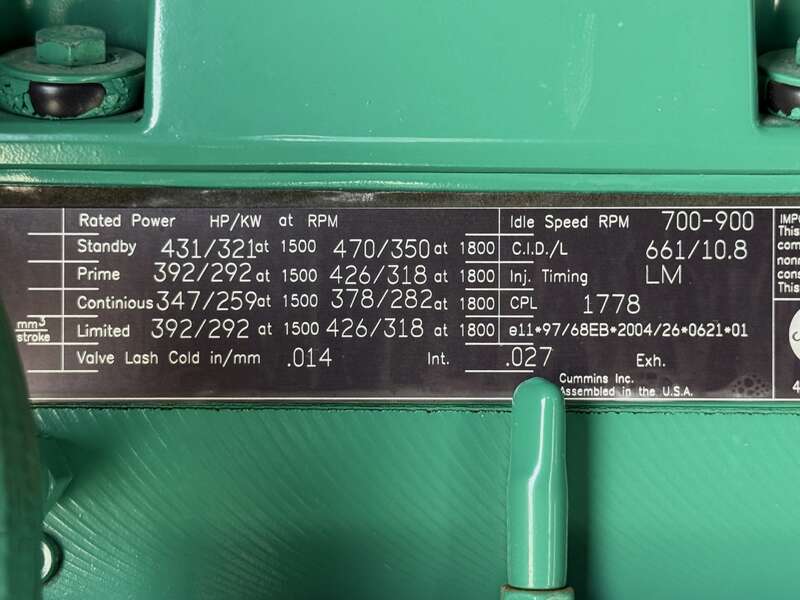Used Cummins DQHAB QSM11-G4 Diesel Generator, 409 Hrs EPA Tier 3                            