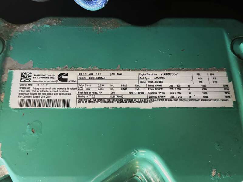 Used Cummins DSGAC QSB7-G3 NR3 Diesel Generator, 637 Hrs, EPA Tier 3                            