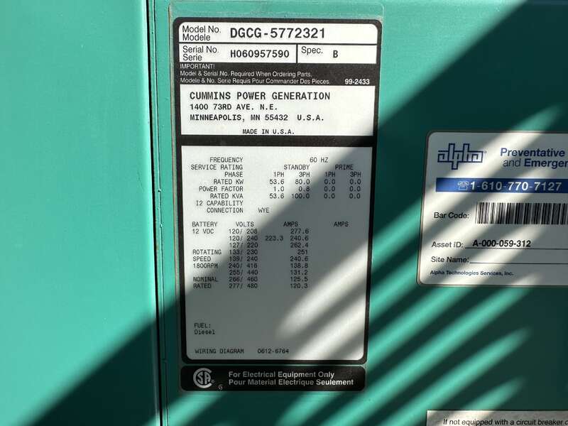 Used Cummins DGCG Diesel Generator, 155 Hrs                            