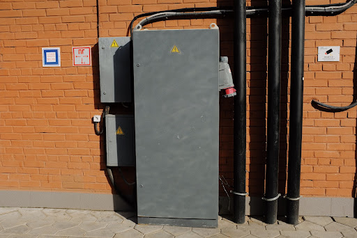 Industrial power cabinet installed on street